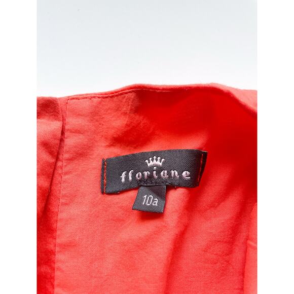 Girl's Floriane Cotton Red Orange Sleeveless Dress Size 10Y - Picture 4 of 9